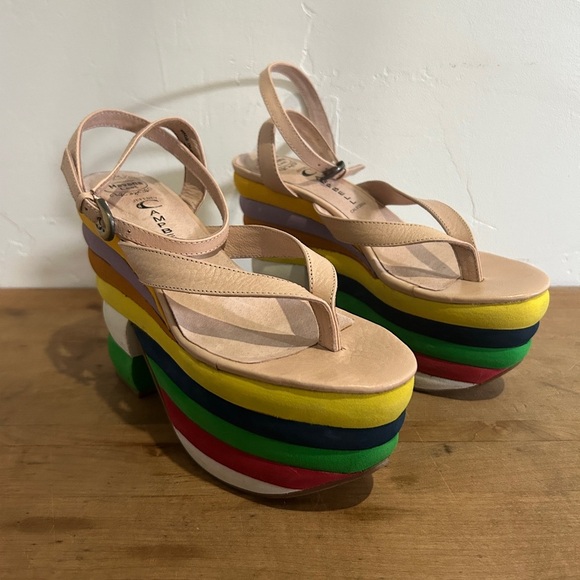 Jeffrey Campbell “Salvatore” Rainbow Platform Sandals - Picture 1 of 11